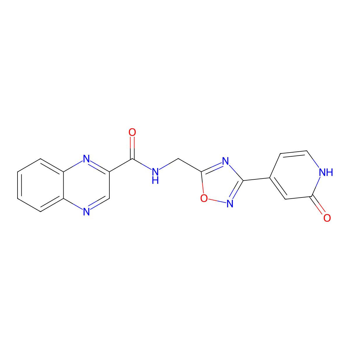 N-((3-(2-oxo-1,2-dihydropyridin-4-yl)-1,2,4-oxadiazol-5-yl)methyl)quinoxaline-2-carboxamide molecular structure, CAS 2034504-21-5