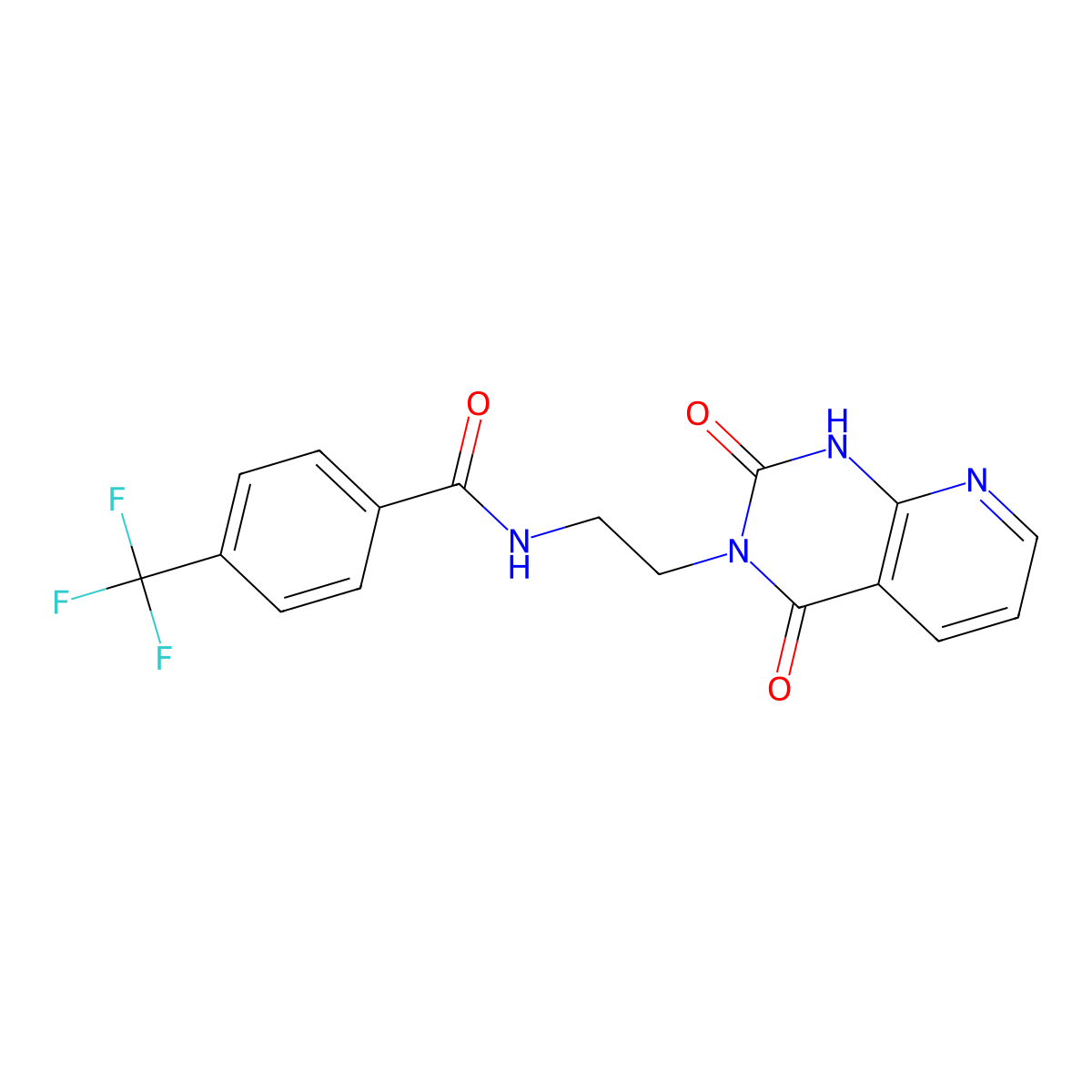 N-(2-(2,4-dioxo-1,2-dihydropyrido[2,3-d]pyrimidin-3(4H)-yl)ethyl)-4-(trifluoromethyl)benzamide molecular structure, CAS 2034504-23-7