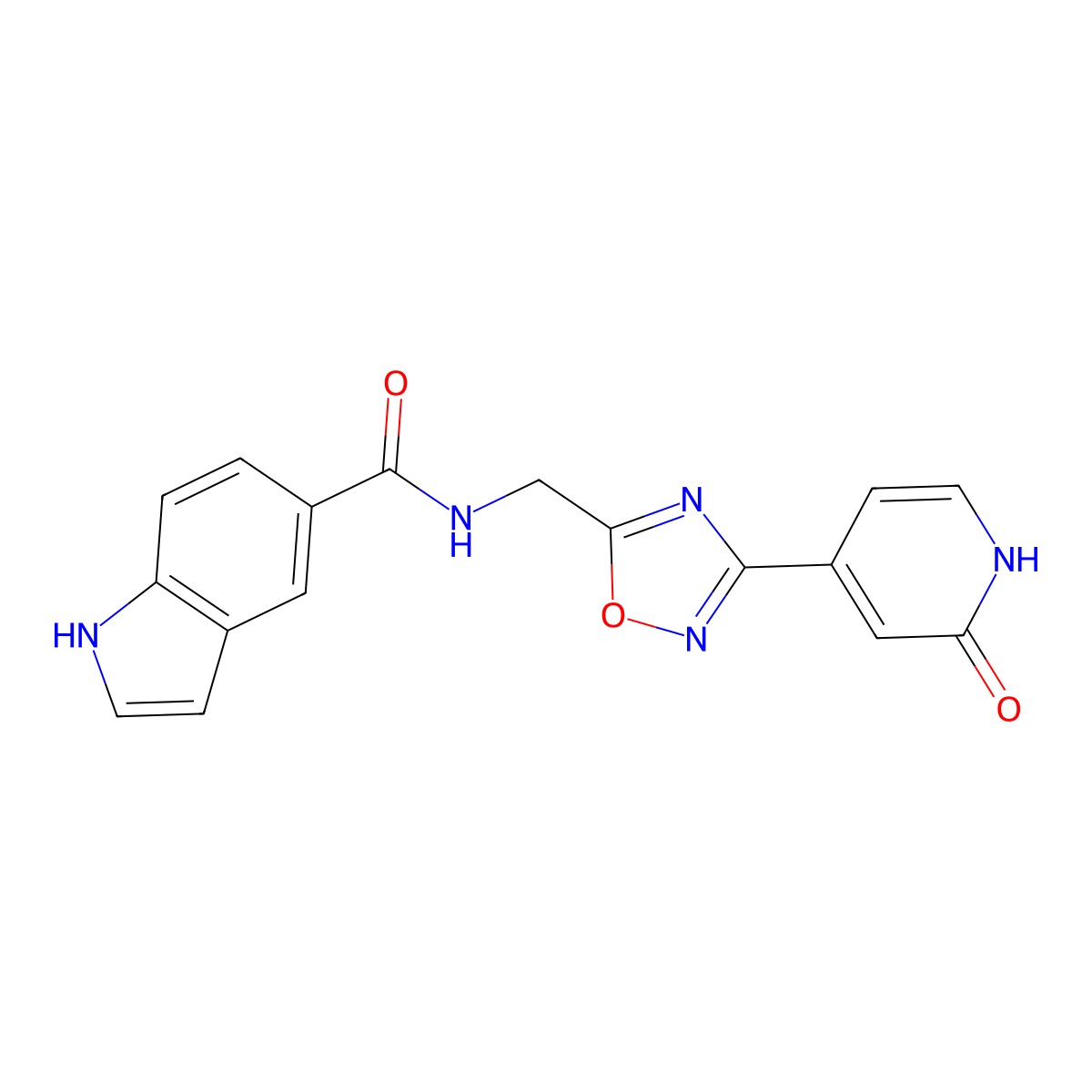 N-((3-(2-oxo-1,2-dihydropyridin-4-yl)-1,2,4-oxadiazol-5-yl)methyl)-1H-indole-5-carboxamide molecular structure, CAS 2034504-26-0