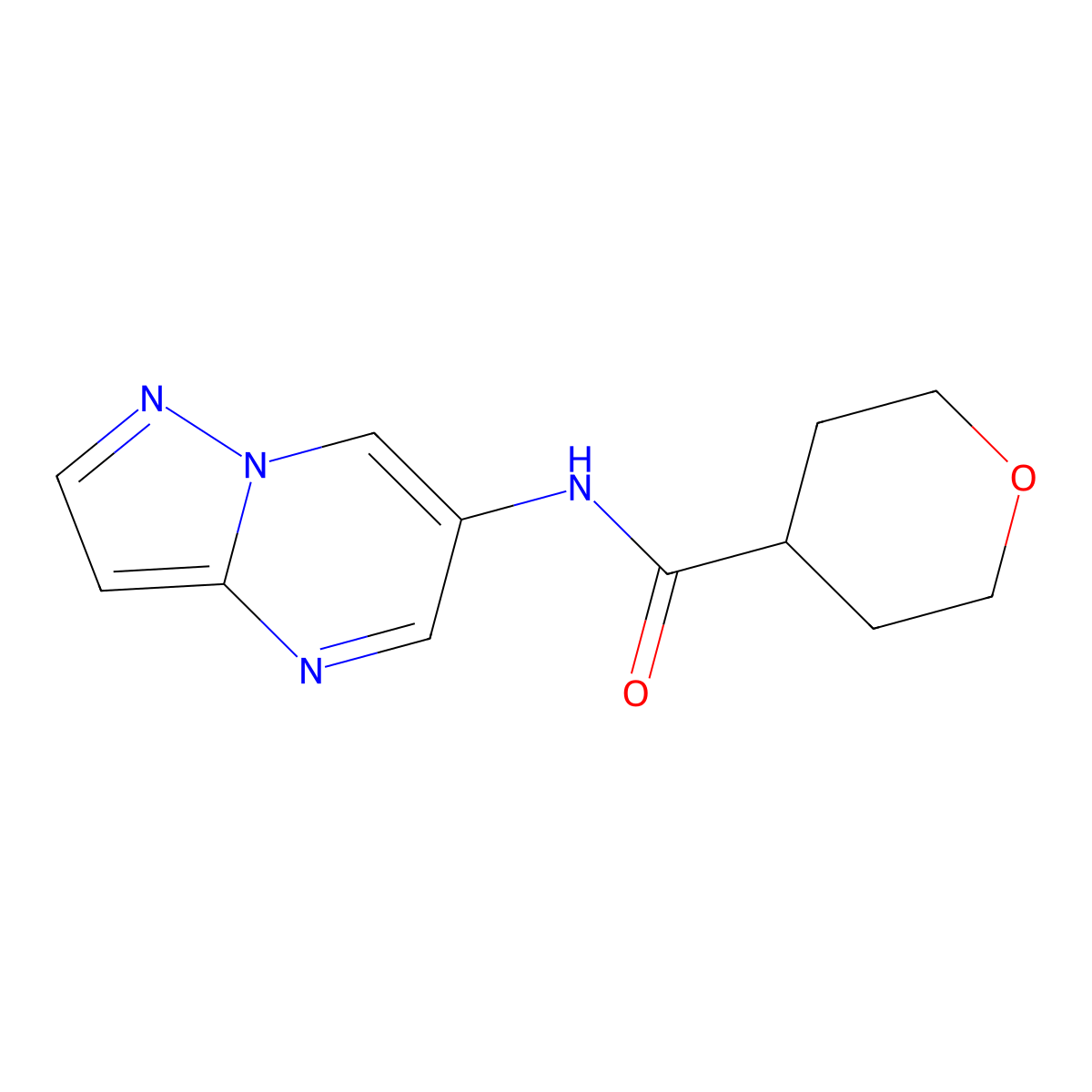 N-(pyrazolo[1,5-a]pyrimidin-6-yl)tetrahydro-2H-pyran-4-carboxamide molecular structure, CAS 2034504-27-1