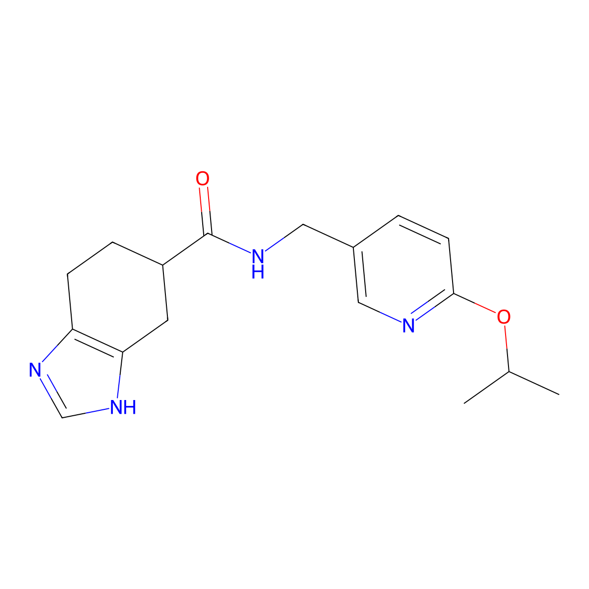 N-((6-isopropoxypyridin-3-yl)methyl)-4,5,6,7-tetrahydro-1H-benzo[d]imidazole-5-carboxamide molecular structure, CAS 2034504-28-2