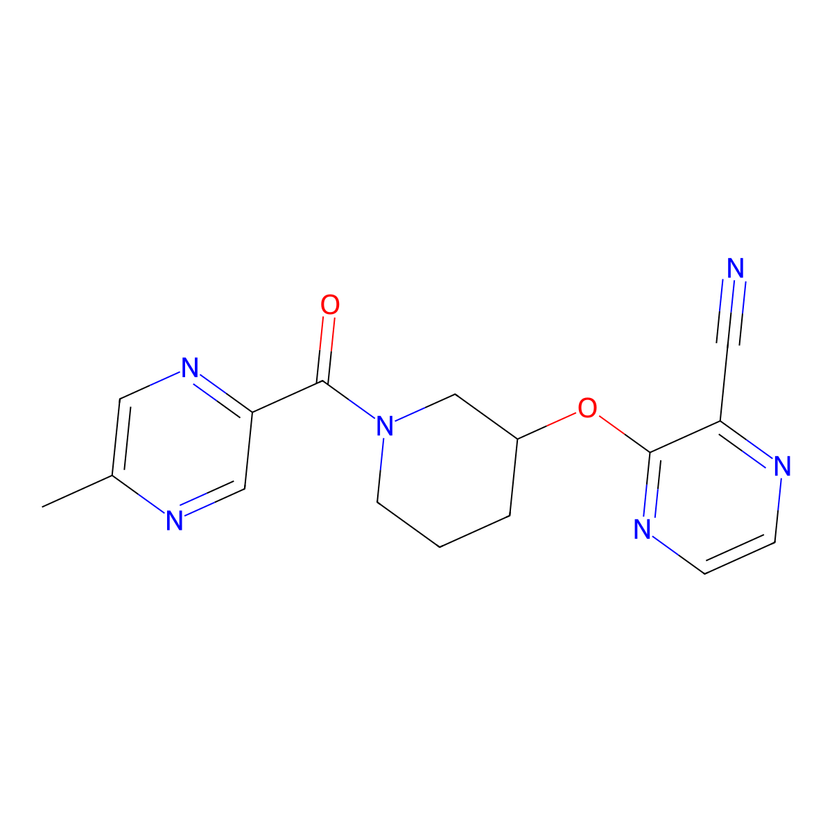 3-{[1-(5-Methylpyrazine-2-carbonyl)piperidin-3-yl]oxy}pyrazine-2-carbonitrile molecular structure, CAS 2034504-29-3