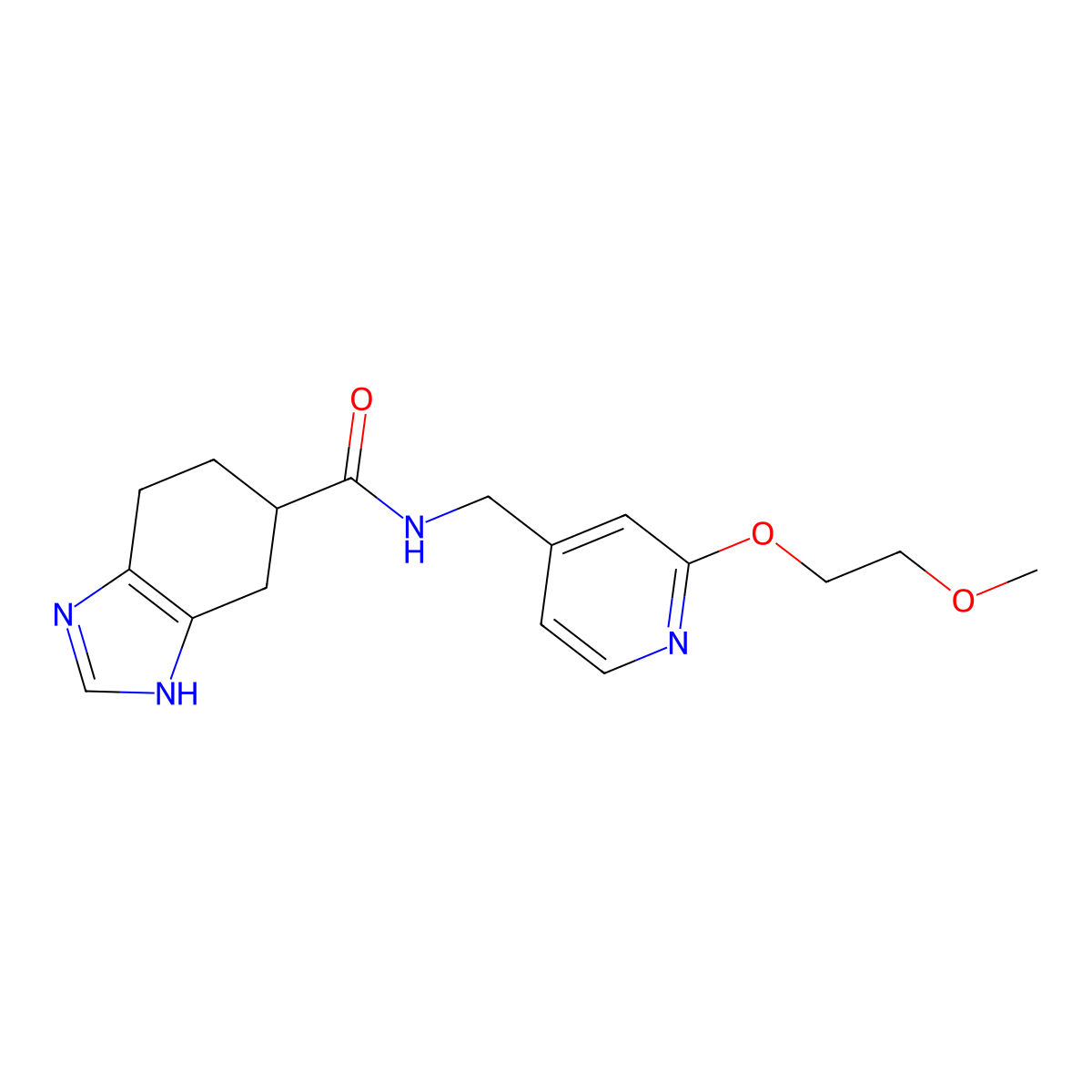 N-((2-(2-methoxyethoxy)pyridin-4-yl)methyl)-4,5,6,7-tetrahydro-1H-benzo[d]imidazole-5-carboxamide molecular structure, CAS 2034504-32-8