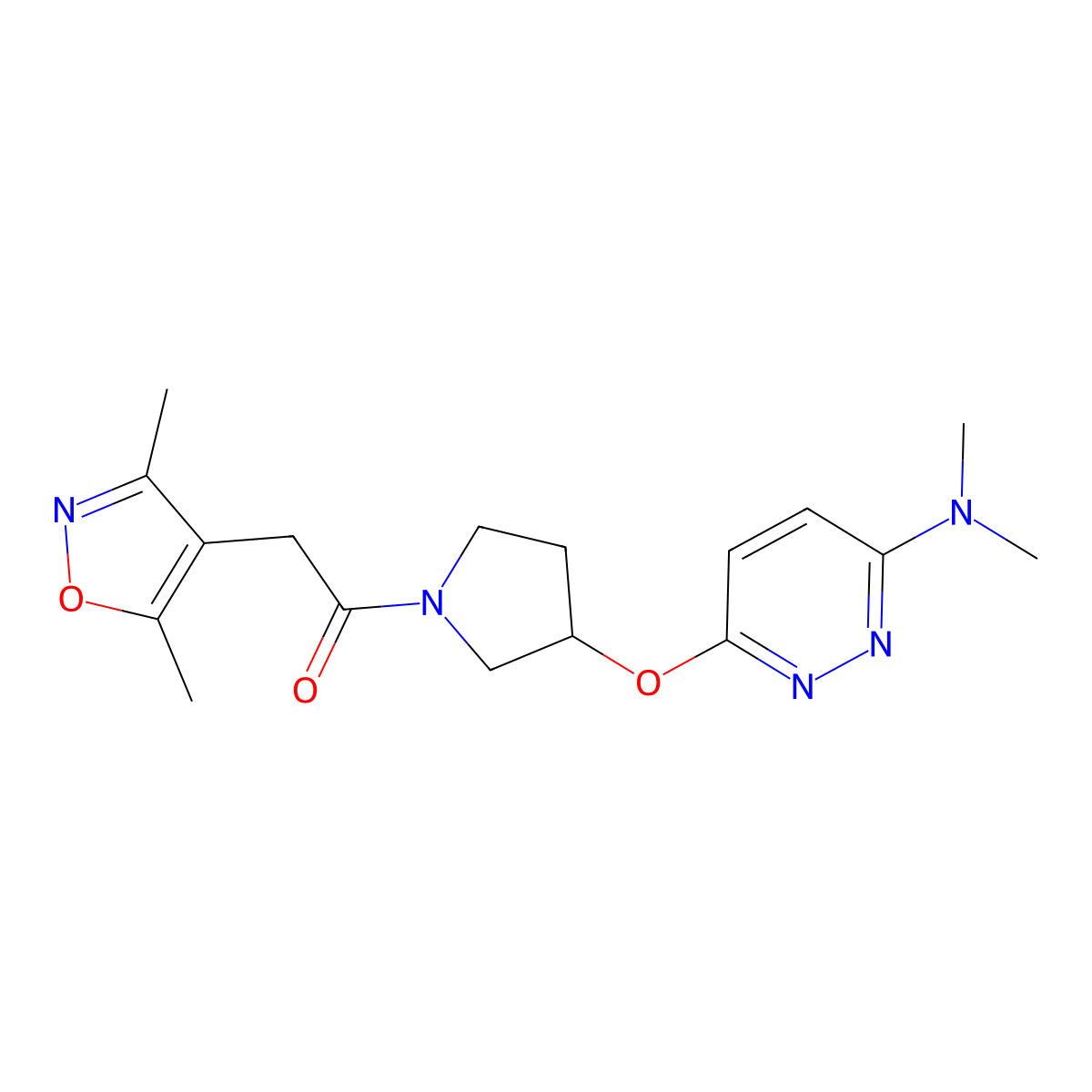 1-(3-((6-(Dimethylamino)pyridazin-3-yl)oxy)pyrrolidin-1-yl)-2-(3,5-dimethylisoxazol-4-yl)ethanone molecular structure, CAS 2034504-40-8