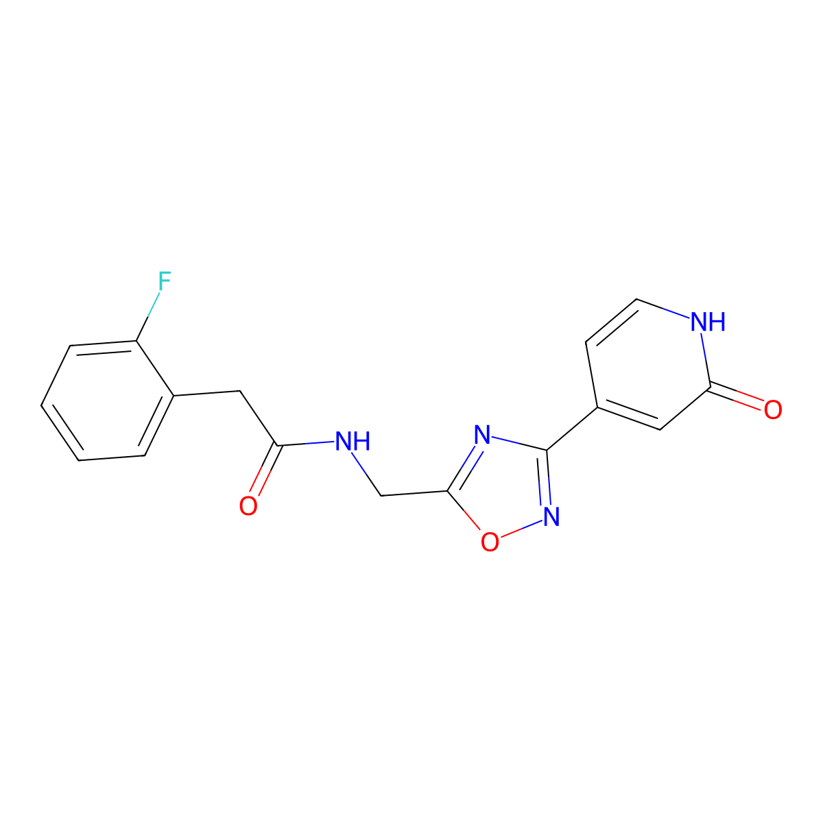 2-(2-fluorophenyl)-N-((3-(2-oxo-1,2-dihydropyridin-4-yl)-1,2,4-oxadiazol-5-yl)methyl)acetamide molecular structure, CAS 2034504-43-1
