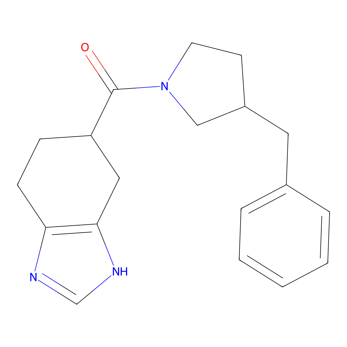 (3-benzylpyrrolidin-1-yl)(4,5,6,7-tetrahydro-1H-benzo[d]imidazol-5-yl)methanone molecular structure, CAS 2034504-44-2