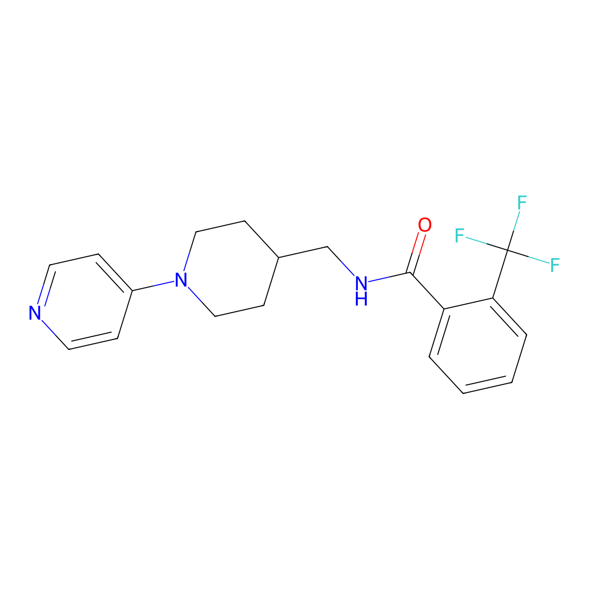 N-{[1-(pyridin-4-yl)piperidin-4-yl]methyl}-2-(trifluoromethyl)benzamide molecular structure, CAS 2034504-46-4