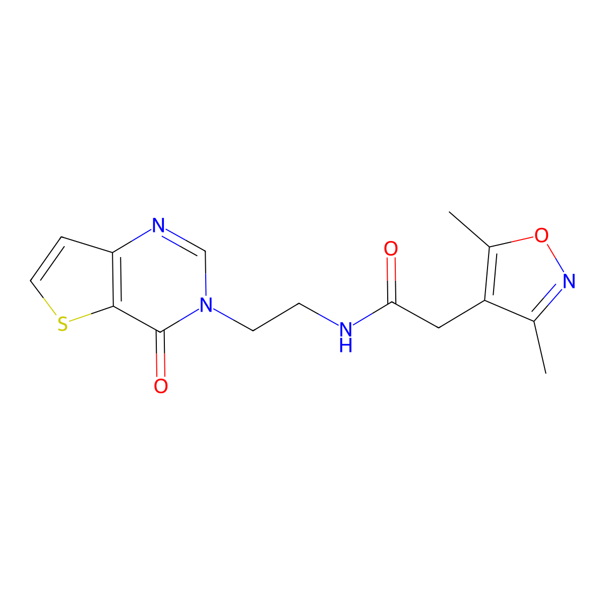 2-(3,5-dimethylisoxazol-4-yl)-N-(2-(4-oxothieno[3,2-d]pyrimidin-3(4H)-yl)ethyl)acetamide molecular structure, CAS 2034504-49-7