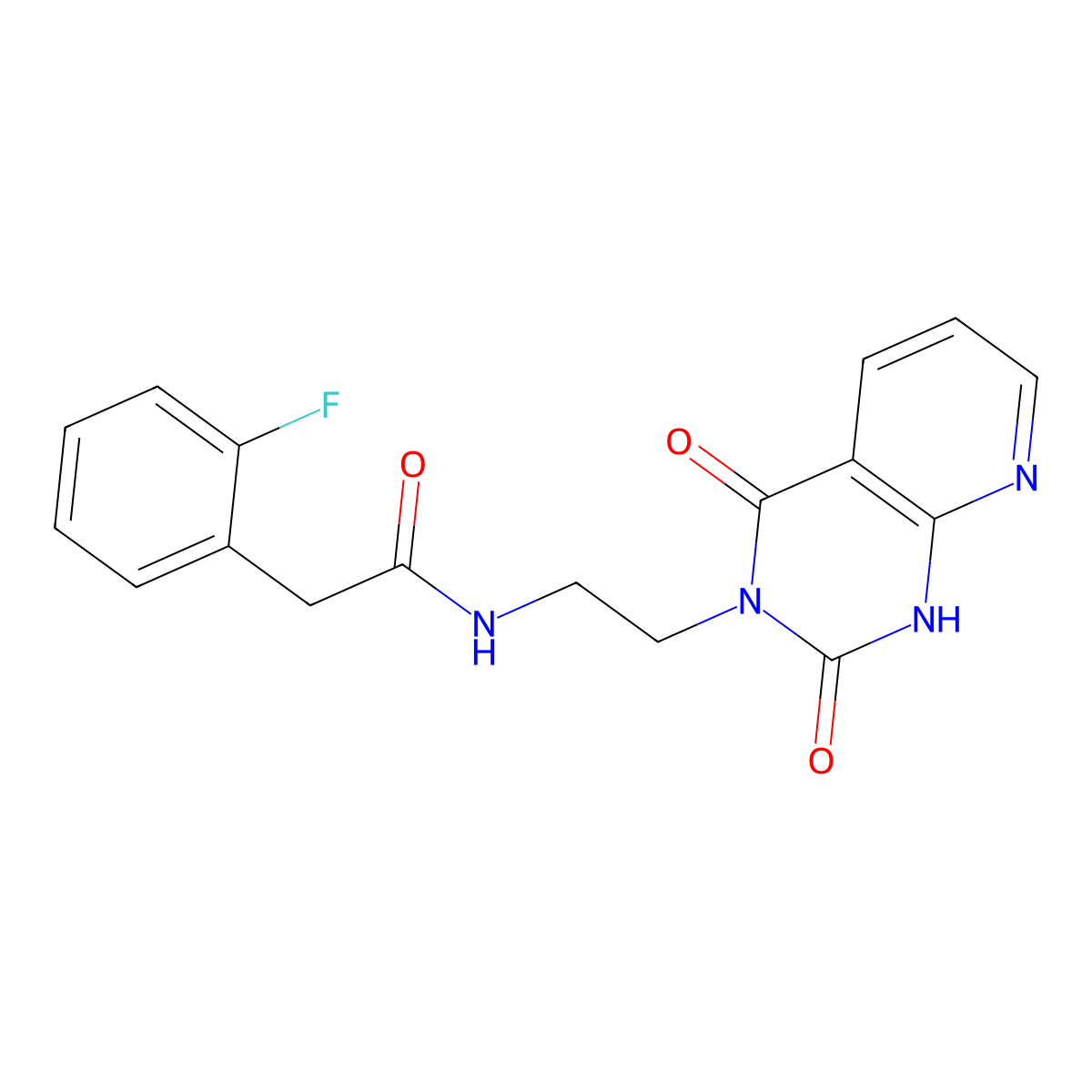 N-(2-(2,4-dioxo-1,2-dihydropyrido[2,3-d]pyrimidin-3(4H)-yl)ethyl)-2-(2-fluorophenyl)acetamide molecular structure, CAS 2034504-58-8