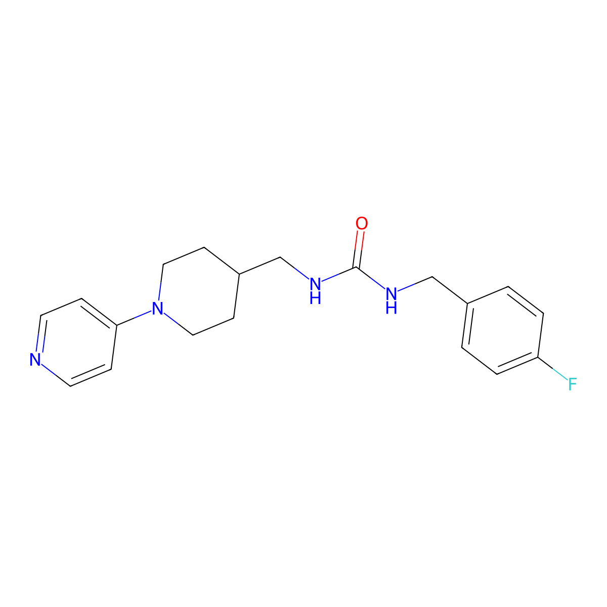 1-(4-Fluorobenzyl)-3-((1-(pyridin-4-yl)piperidin-4-yl)methyl)urea molecular structure, CAS 2034504-70-4