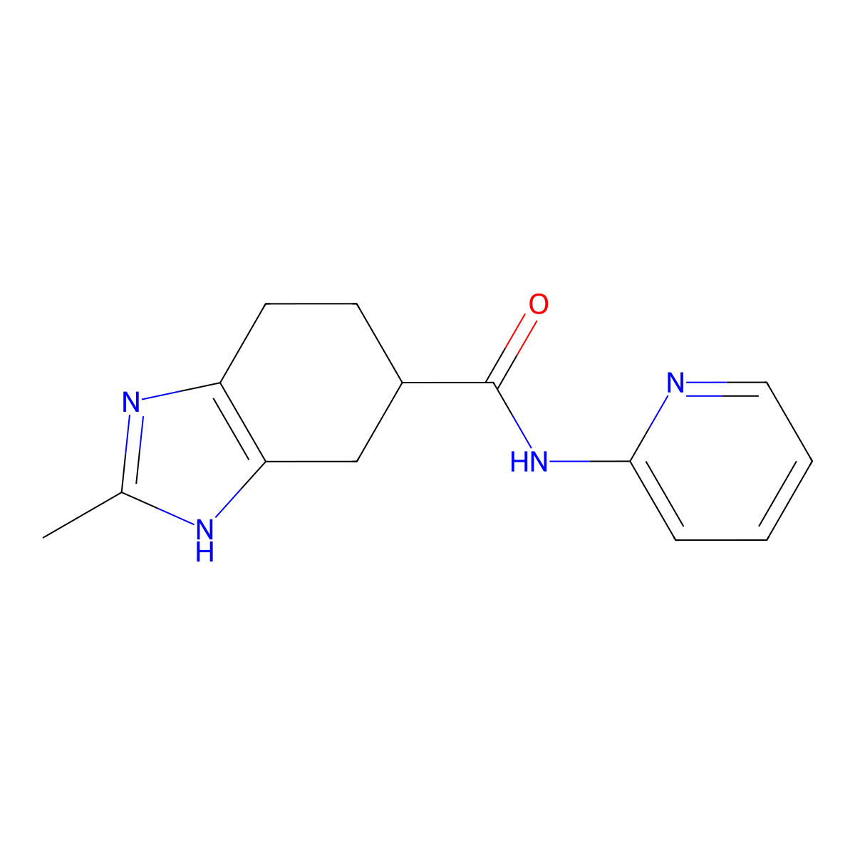 2-methyl-N-(pyridin-2-yl)-4,5,6,7-tetrahydro-1H-benzo[d]imidazole-5-carboxamide molecular structure, CAS 2034504-75-9