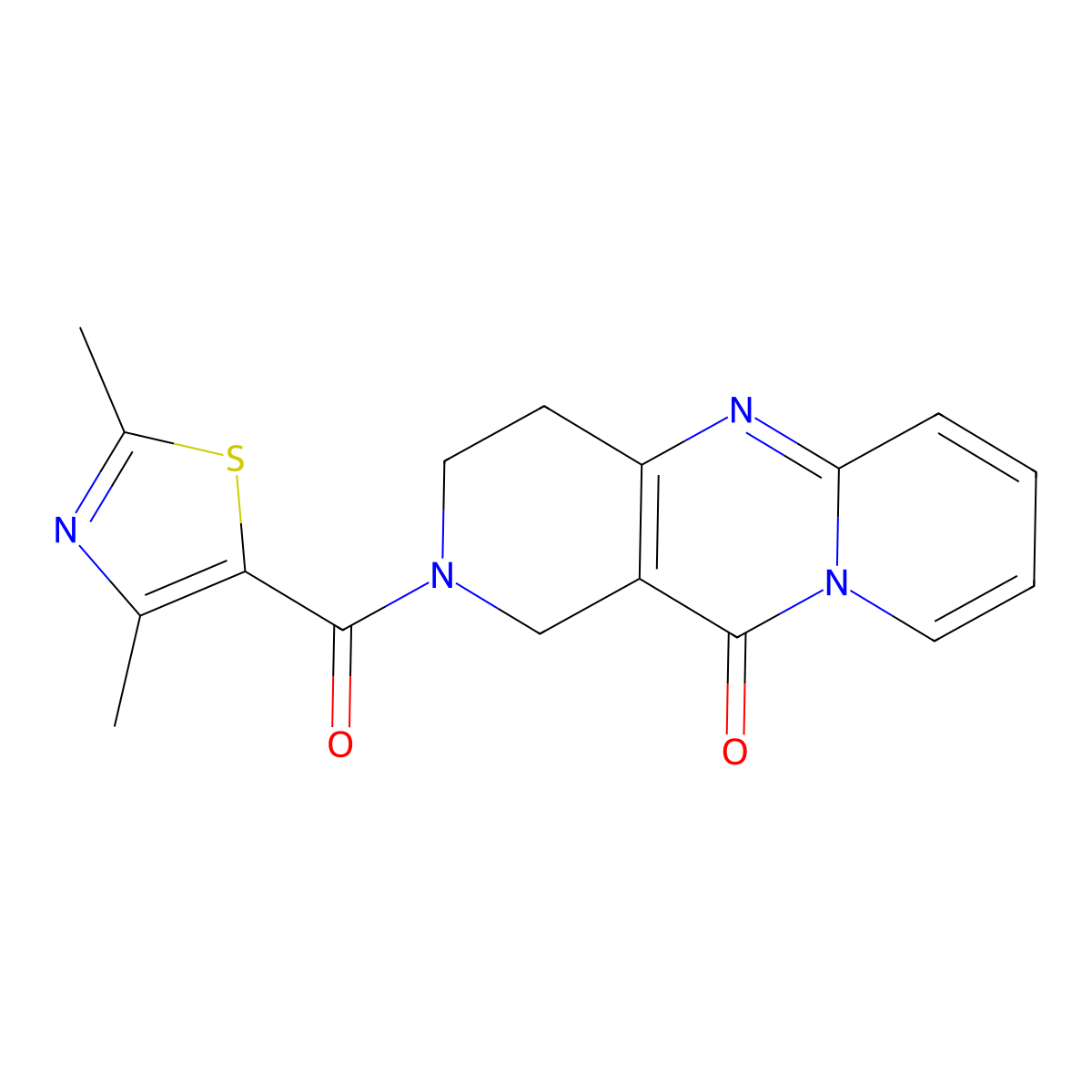 2-(2,4-dimethylthiazole-5-carbonyl)-3,4-dihydro-1H-dipyrido[1,2-a:4',3'-d]pyrimidin-11(2H)-one molecular structure, CAS 2034504-81-7