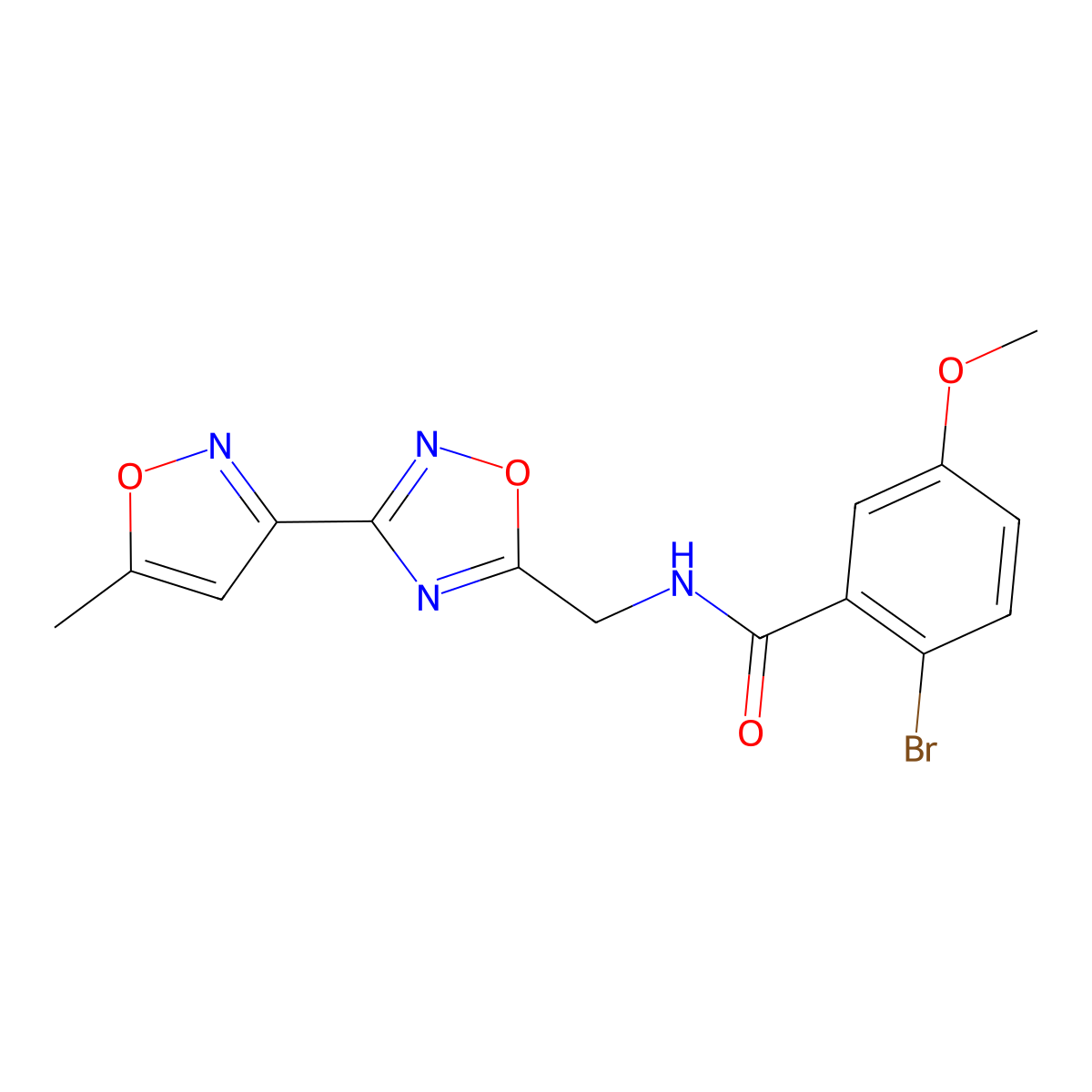 2-bromo-5-methoxy-N-((3-(5-methylisoxazol-3-yl)-1,2,4-oxadiazol-5-yl)methyl)benzamide molecular structure, CAS 2034504-82-8