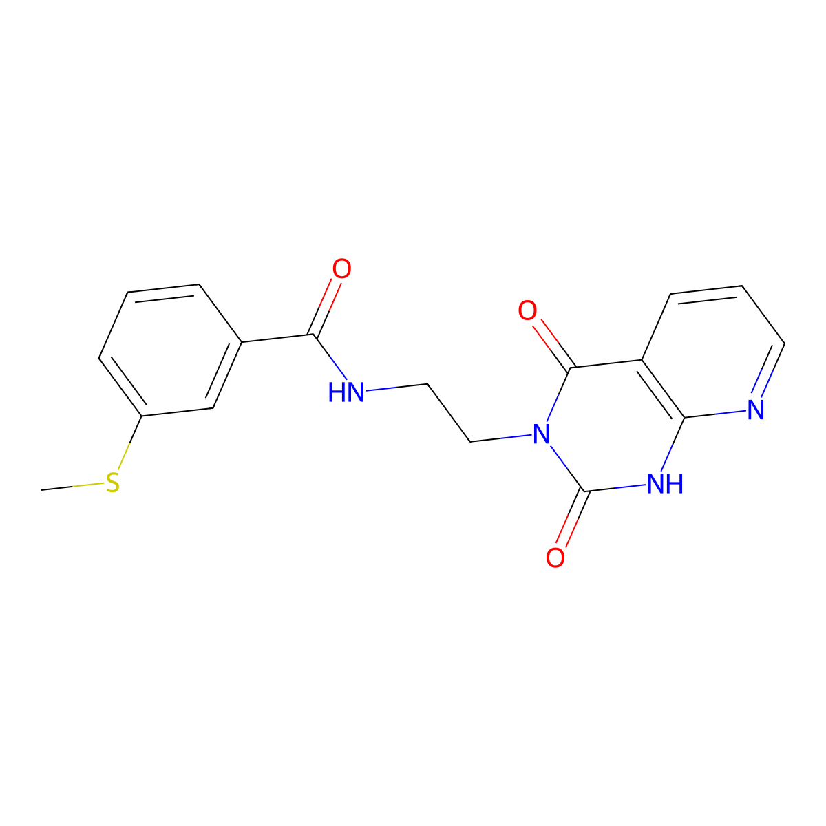 N-(2-(2,4-dioxo-1,2-dihydropyrido[2,3-d]pyrimidin-3(4H)-yl)ethyl)-3-(methylthio)benzamide molecular structure, CAS 2034504-83-9