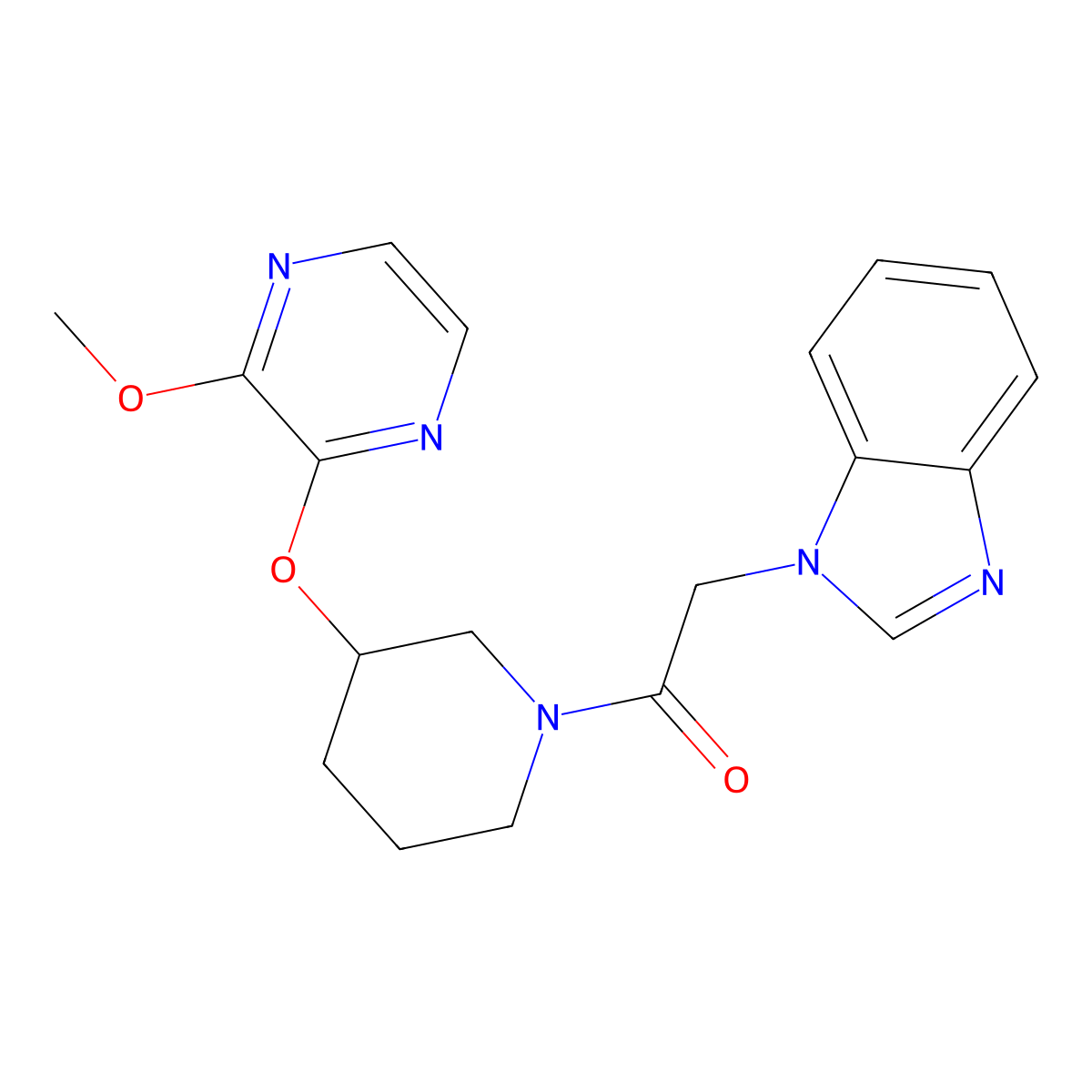2-(1H-benzo[d]imidazol-1-yl)-1-(3-((3-methoxypyrazin-2-yl)oxy)piperidin-1-yl)ethanone molecular structure, CAS 2034504-89-5