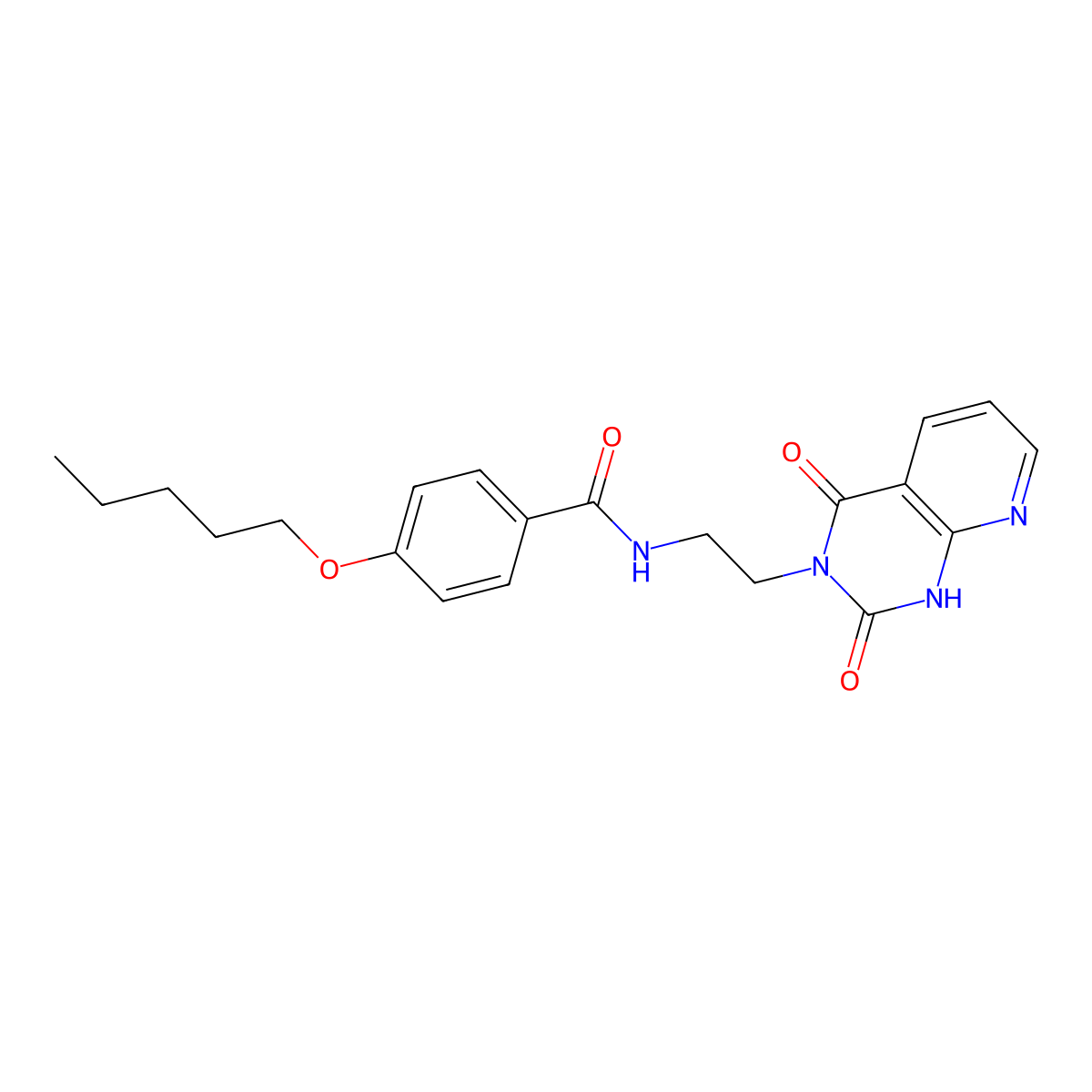 N-(2-(2,4-dioxo-1,2-dihydropyrido[2,3-d]pyrimidin-3(4H)-yl)ethyl)-4-(pentyloxy)benzamide molecular structure, CAS 2034504-90-8