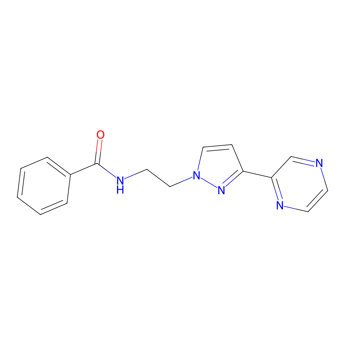 N-{2-[3-(pyrazin-2-yl)-1H-pyrazol-1-yl]ethyl}benzamide molecular structure, CAS 2034504-91-9