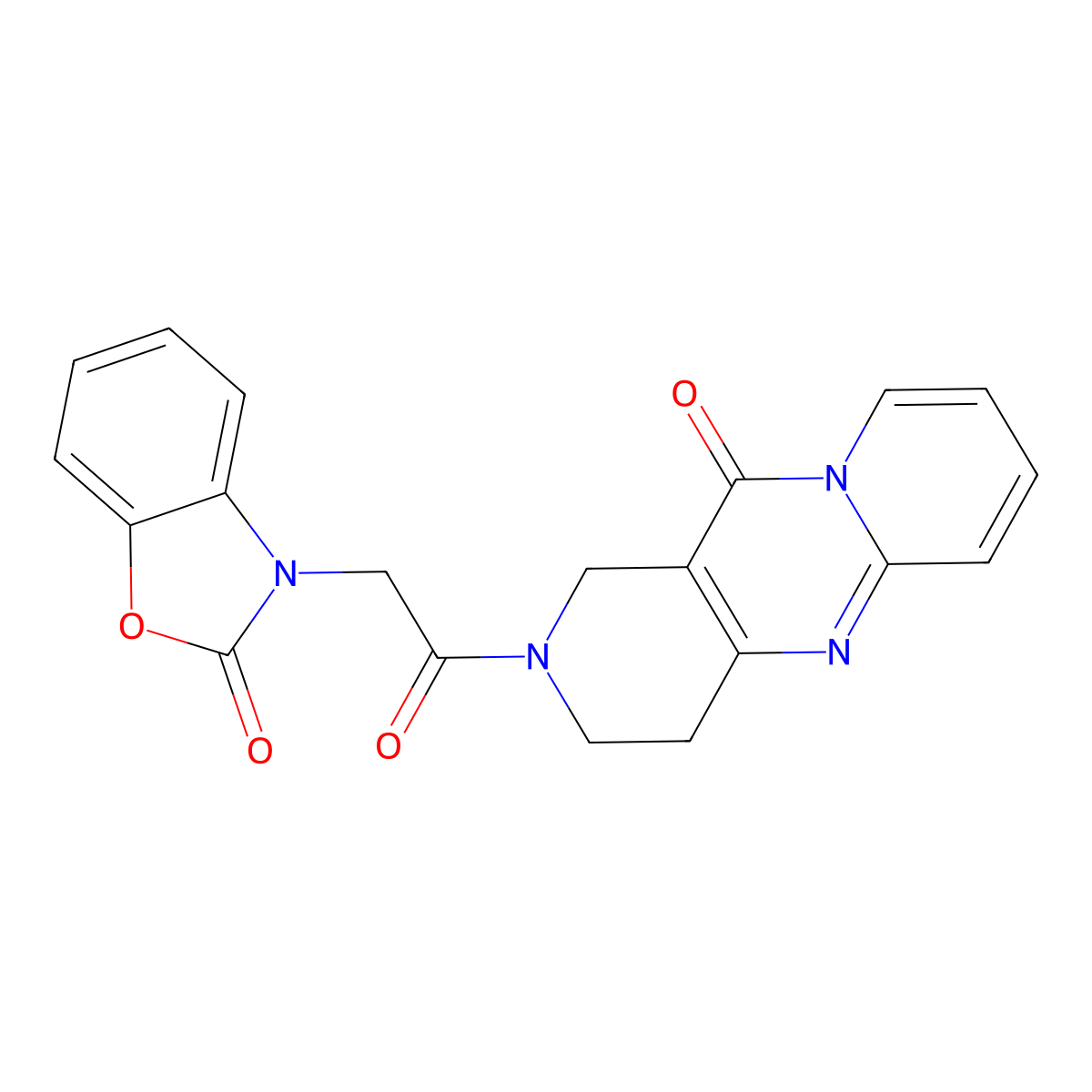 5-[2-(2-Oxo-2,3-dihydro-1,3-benzoxazol-3-yl)acetyl]-1,5,9-triazatricyclo[8.4.0.0^{3,8}]tetradeca-3(8),9,11,13-tetraen-2-one molecular structure, CAS 2034504-95-3