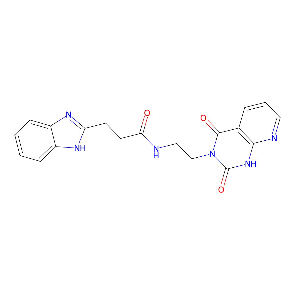 3-(1H-benzo[d]imidazol-2-yl)-N-(2-(2,4-dioxo-1,2-dihydropyrido[2,3-d]pyrimidin-3(4H)-yl)ethyl)propanamide molecular structure, CAS 2034504-98-6