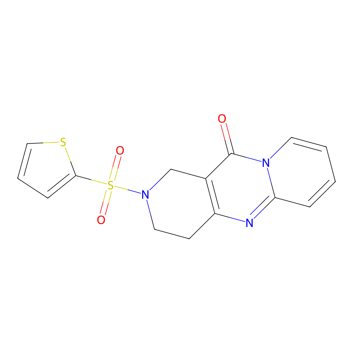 2-(thiophen-2-ylsulfonyl)-3,4-dihydro-1H-dipyrido[1,2-a:4',3'-d]pyrimidin-11(2H)-one molecular structure, CAS 2034505-05-8