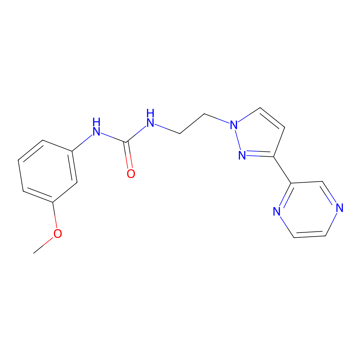 1-(3-methoxyphenyl)-3-(2-(3-(pyrazin-2-yl)-1H-pyrazol-1-yl)ethyl)urea molecular structure, CAS 2034505-07-0