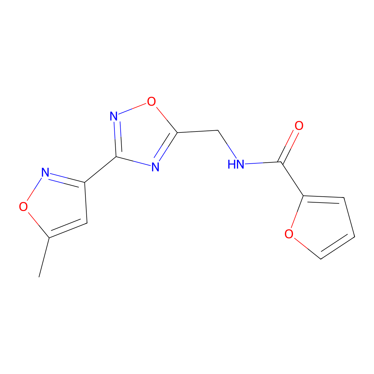 N-((3-(5-methylisoxazol-3-yl)-1,2,4-oxadiazol-5-yl)methyl)furan-2-carboxamide molecular structure, CAS 2034505-09-2
