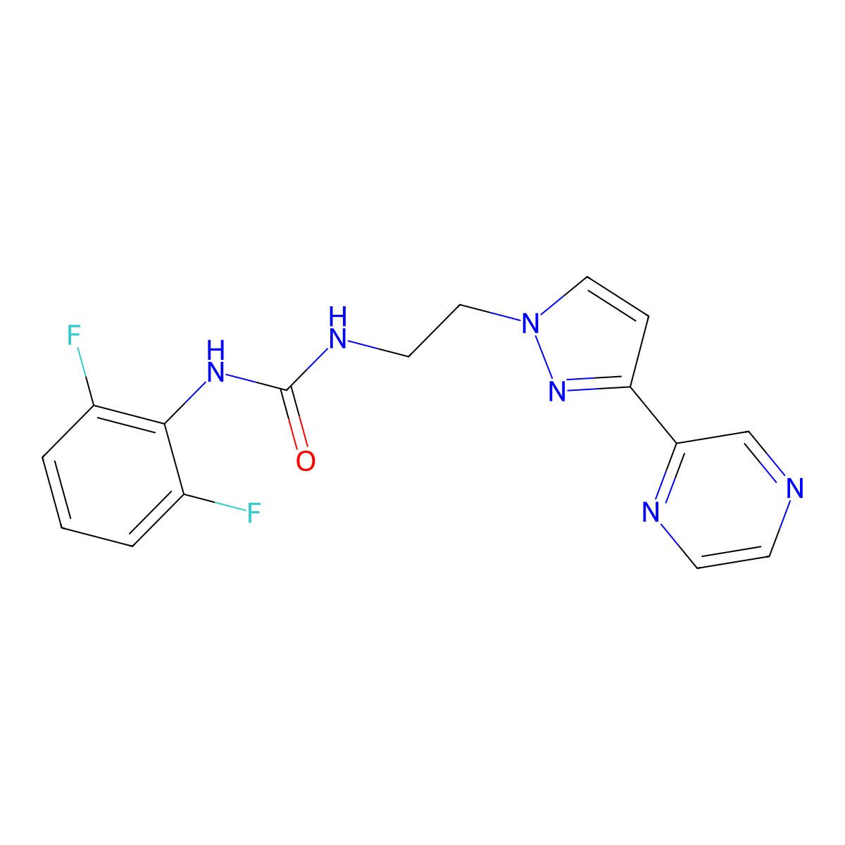 1-(2,6-difluorophenyl)-3-{2-[3-(pyrazin-2-yl)-1H-pyrazol-1-yl]ethyl}urea molecular structure, CAS 2034505-10-5