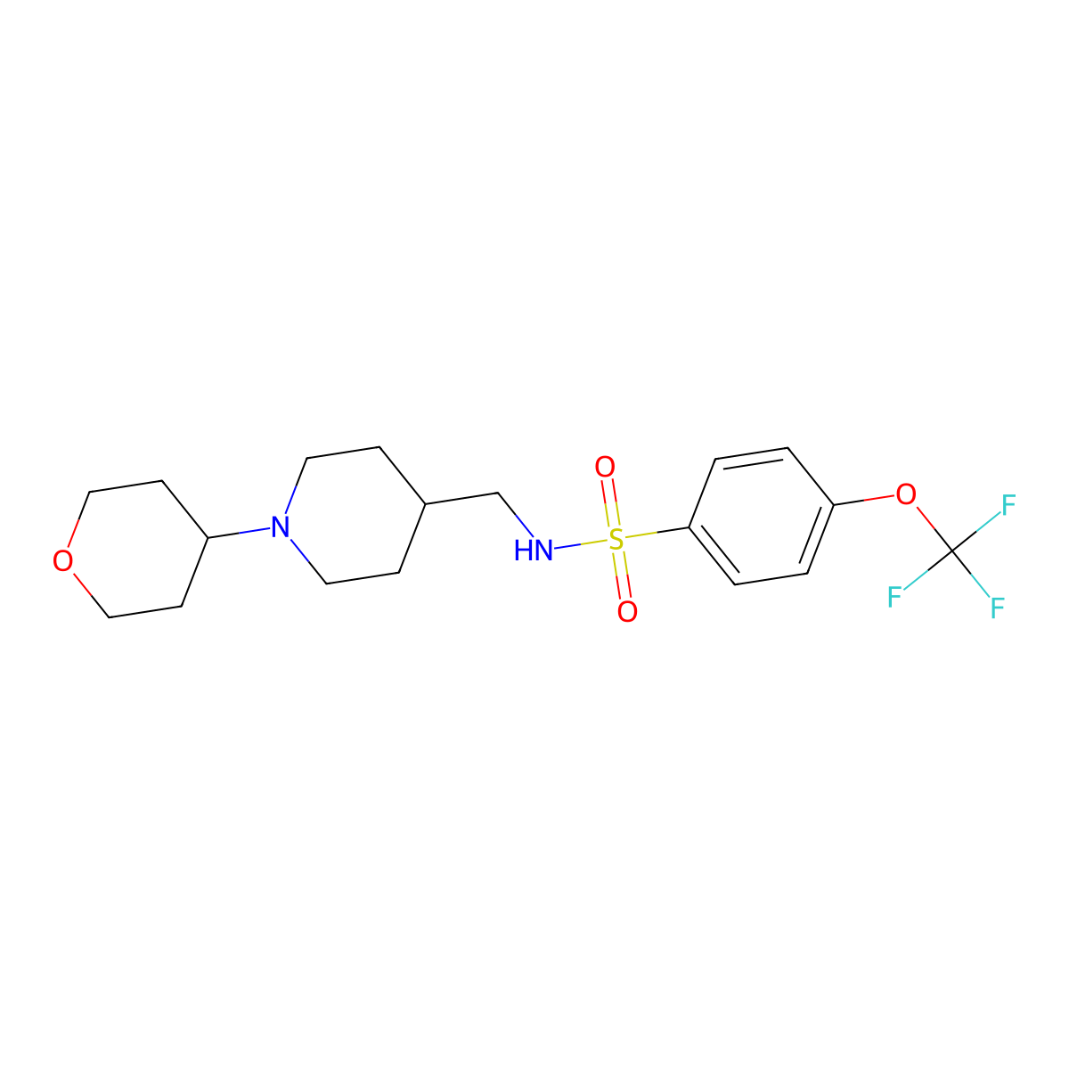 N-((1-(tetrahydro-2H-pyran-4-yl)piperidin-4-yl)methyl)-4-(trifluoromethoxy)benzenesulfonamide molecular structure, CAS 2034505-16-1