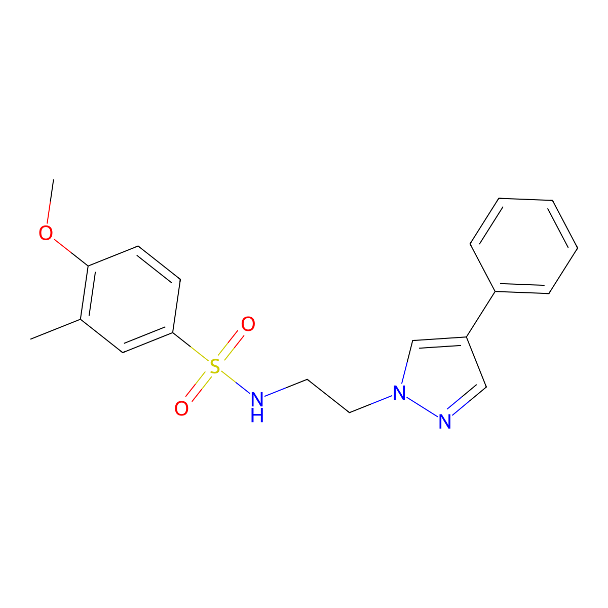 4-methoxy-3-methyl-N-(2-(4-phenyl-1H-pyrazol-1-yl)ethyl)benzenesulfonamide molecular structure, CAS 2034505-17-2