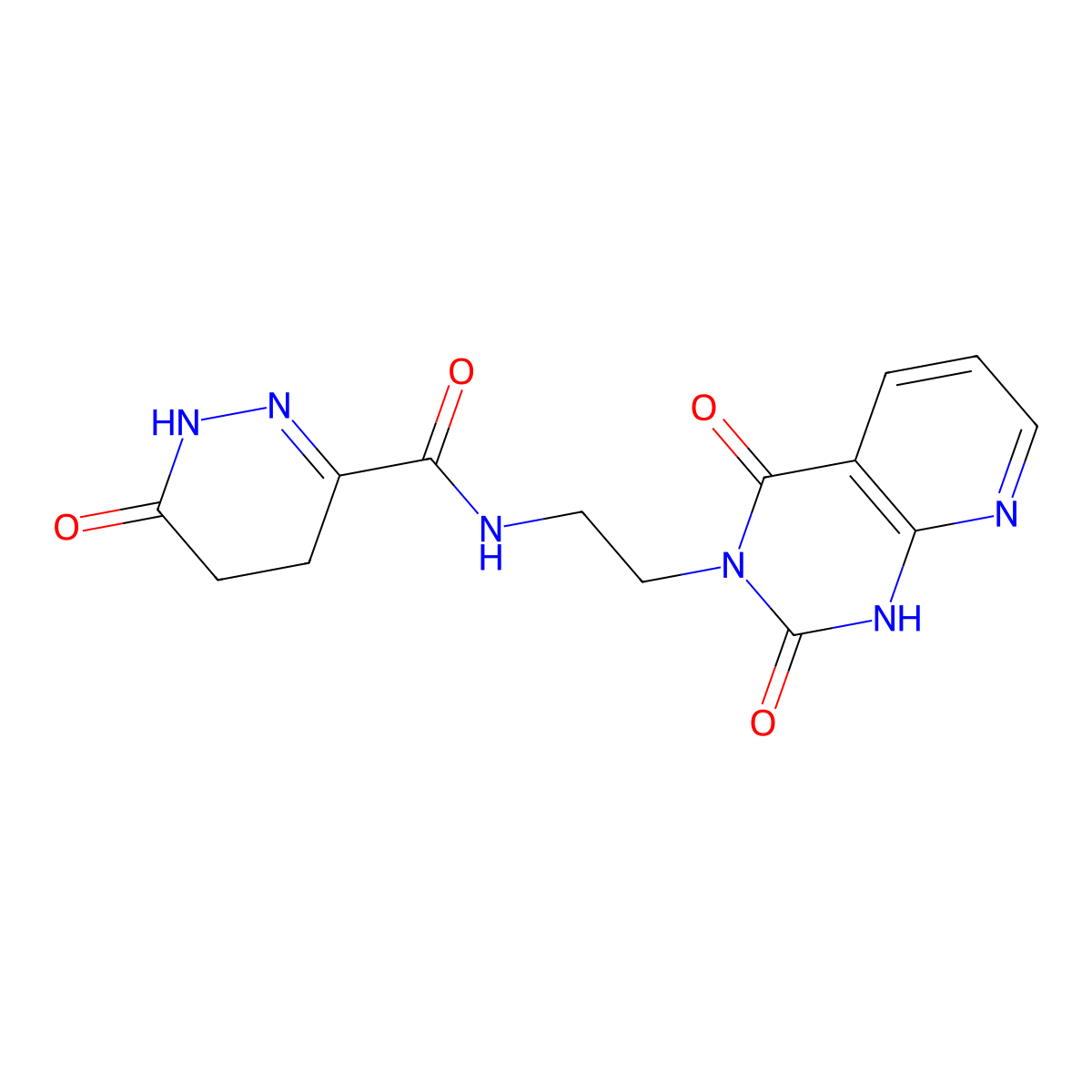 N-(2-(2,4-dioxo-1,2-dihydropyrido[2,3-d]pyrimidin-3(4H)-yl)ethyl)-6-oxo-1,4,5,6-tetrahydropyridazine-3-carboxamide molecular structure, CAS 2034505-23-0