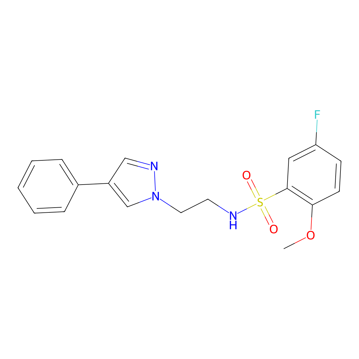 5-fluoro-2-methoxy-N-(2-(4-phenyl-1H-pyrazol-1-yl)ethyl)benzenesulfonamide molecular structure, CAS 2034505-24-1