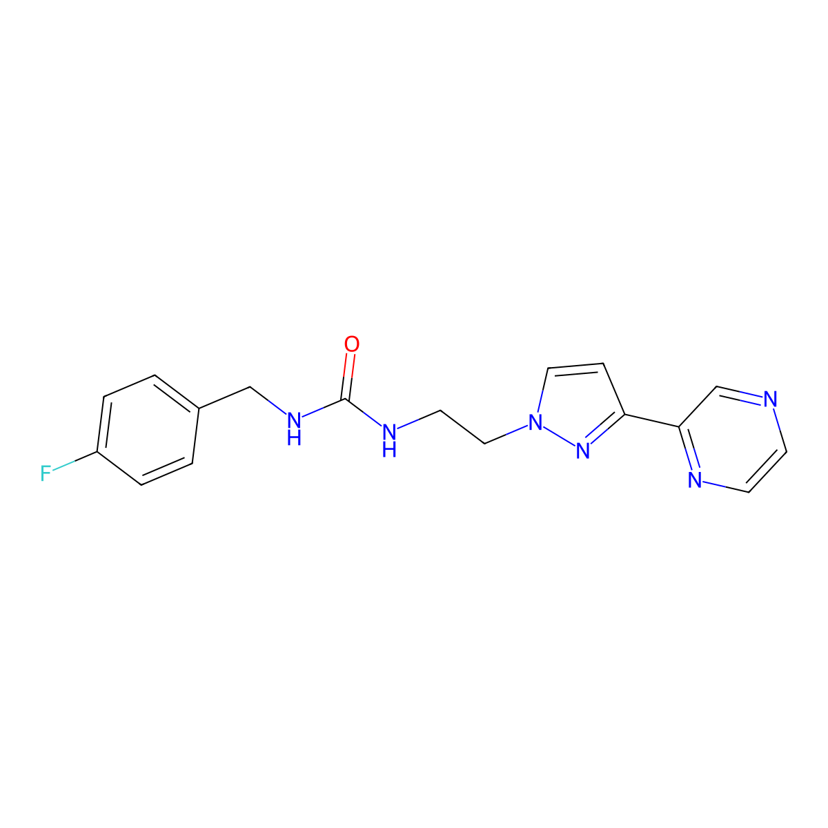 1-(4-fluorobenzyl)-3-(2-(3-(pyrazin-2-yl)-1H-pyrazol-1-yl)ethyl)urea molecular structure, CAS 2034505-27-4