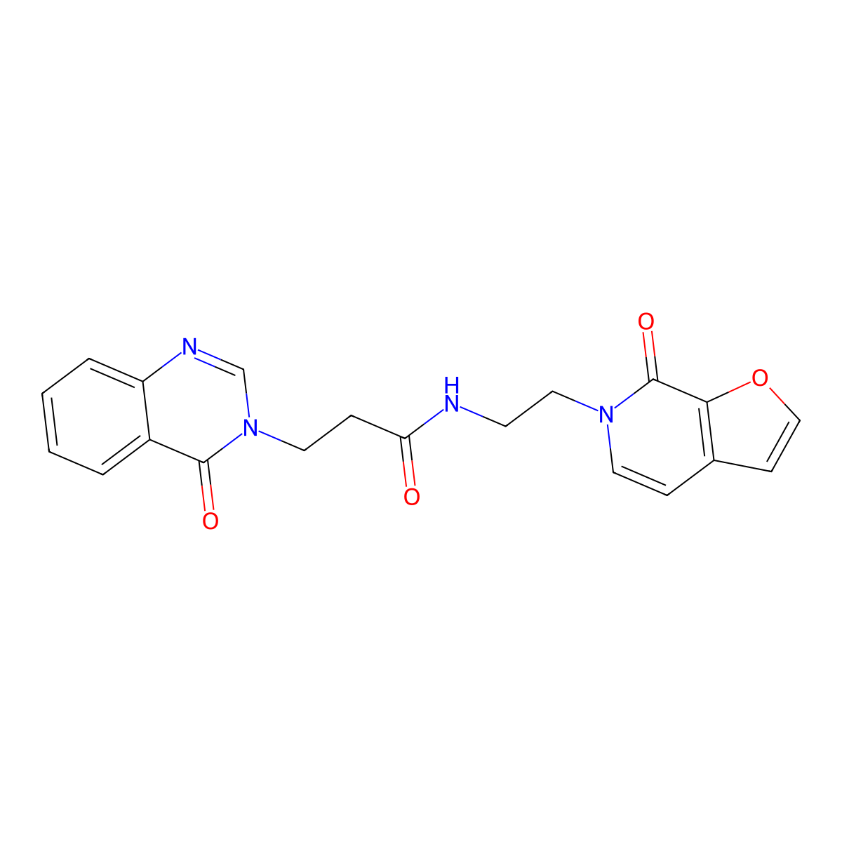 N-(2-(7-oxofuro[2,3-c]pyridin-6(7H)-yl)ethyl)-3-(4-oxoquinazolin-3(4H)-yl)propanamide molecular structure, CAS 2034505-30-9