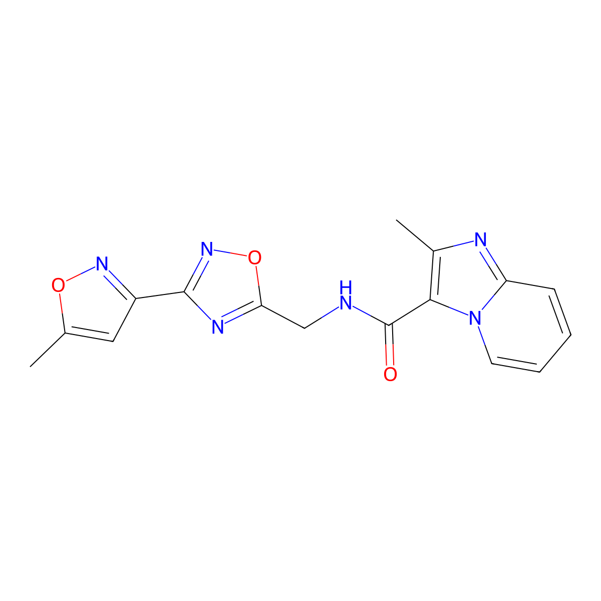 2-methyl-N-((3-(5-methylisoxazol-3-yl)-1,2,4-oxadiazol-5-yl)methyl)imidazo[1,2-a]pyridine-3-carboxamide molecular structure, CAS 2034505-31-0