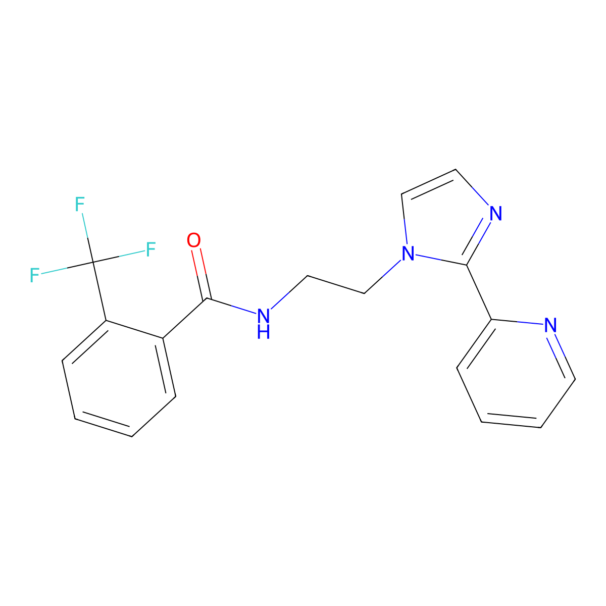 N-{2-[2-(pyridin-2-yl)-1H-imidazol-1-yl]ethyl}-2-(trifluoromethyl)benzamide molecular structure, CAS 2034505-37-6