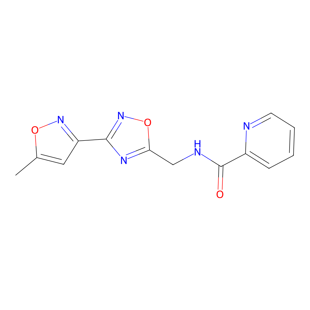 N-((3-(5-methylisoxazol-3-yl)-1,2,4-oxadiazol-5-yl)methyl)picolinamide molecular structure, CAS 2034505-40-1