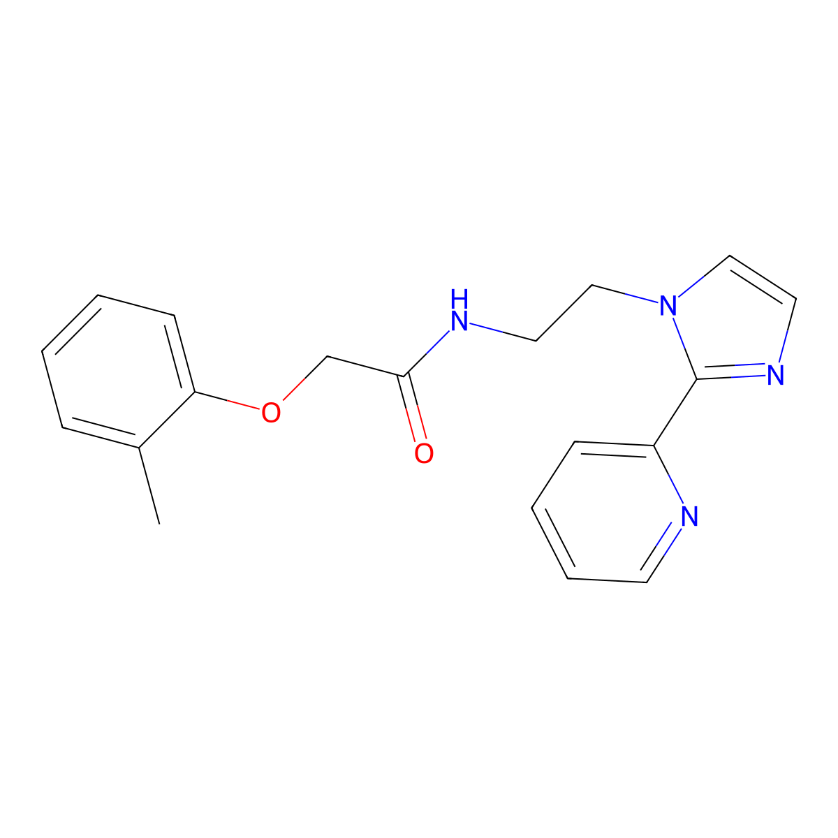 N-(2-(2-(pyridin-2-yl)-1H-imidazol-1-yl)ethyl)-2-(o-tolyloxy)acetamide molecular structure, CAS 2034505-44-5
