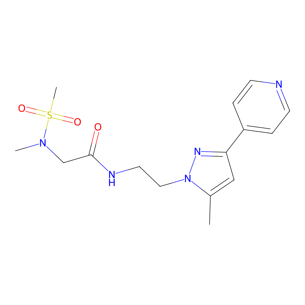 N-{2-[5-methyl-3-(pyridin-4-yl)-1H-pyrazol-1-yl]ethyl}-2-(N-methylmethanesulfonamido)acetamide molecular structure, CAS 2034505-48-9
