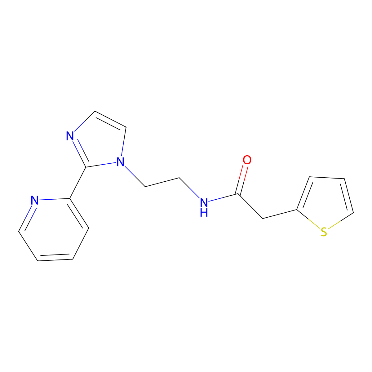 N-(2-(2-(pyridin-2-yl)-1H-imidazol-1-yl)ethyl)-2-(thiophen-2-yl)acetamide molecular structure, CAS 2034505-53-6