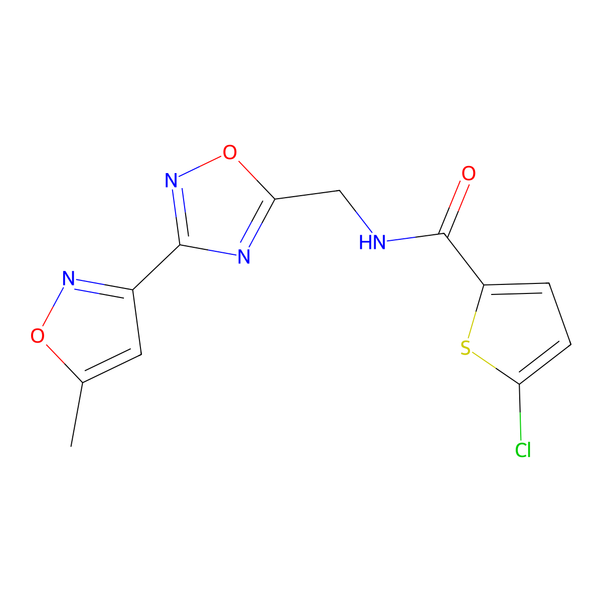 5-chloro-N-((3-(5-methylisoxazol-3-yl)-1,2,4-oxadiazol-5-yl)methyl)thiophene-2-carboxamide molecular structure, CAS 2034505-56-9