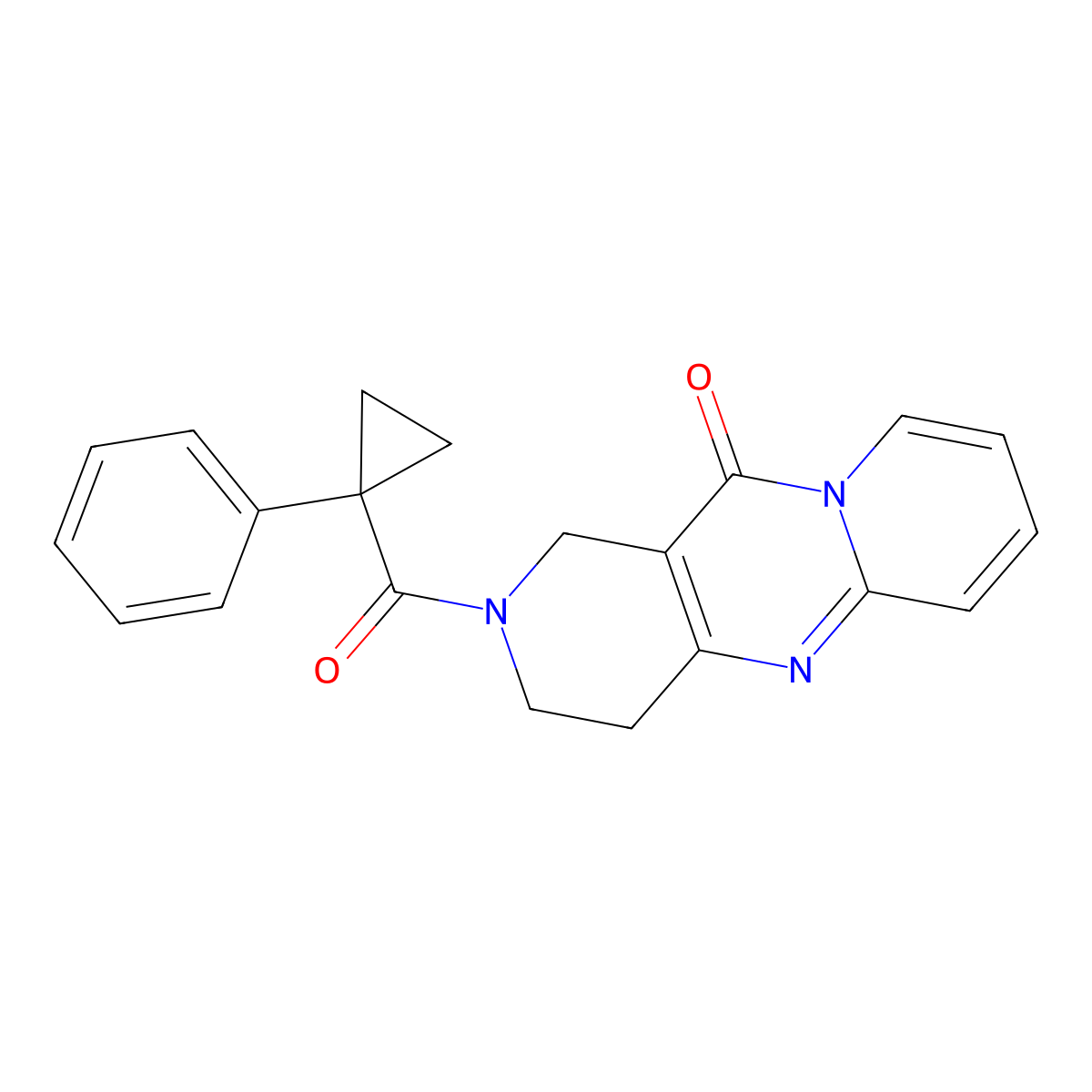 5-(1-Phenylcyclopropanecarbonyl)-1,5,9-triazatricyclo[8.4.0.0^{3,8}]tetradeca-3(8),9,11,13-tetraen-2-one molecular structure, CAS 2034505-58-1