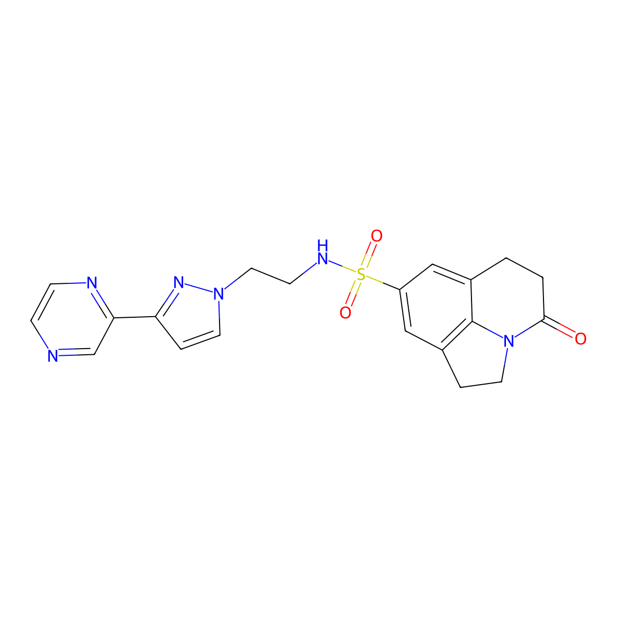 4-oxo-N-(2-(3-(pyrazin-2-yl)-1H-pyrazol-1-yl)ethyl)-2,4,5,6-tetrahydro-1H-pyrrolo[3,2,1-ij]quinoline-8-sulfonamide molecular structure, CAS 2034505-60-5