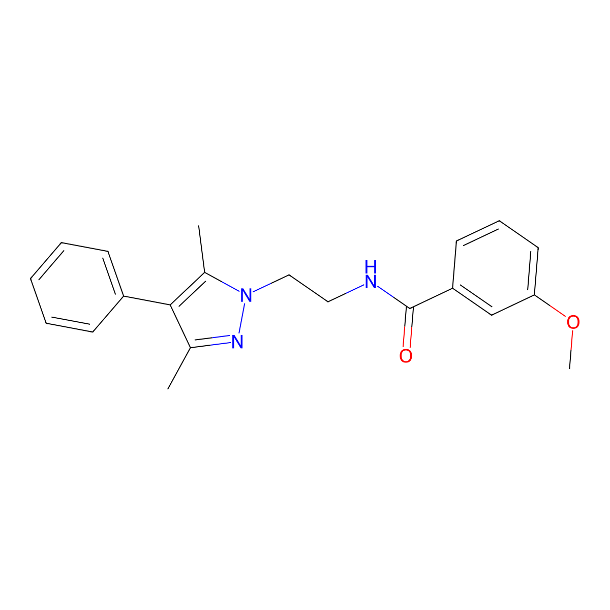 N-[2-(3,5-dimethyl-4-phenyl-1H-pyrazol-1-yl)ethyl]-3-methoxybenzamide molecular structure, CAS 2034505-61-6