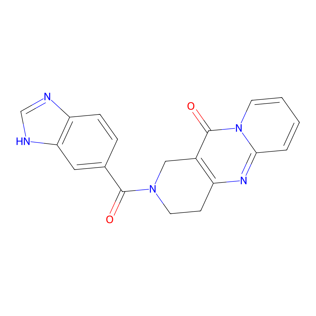 2-(1H-benzo[d]imidazole-5-carbonyl)-3,4-dihydro-1H-dipyrido[1,2-a:4',3'-d]pyrimidin-11(2H)-one molecular structure, CAS 2034505-62-7