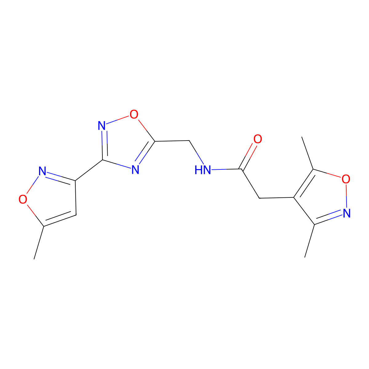 2-(3,5-dimethylisoxazol-4-yl)-N-((3-(5-methylisoxazol-3-yl)-1,2,4-oxadiazol-5-yl)methyl)acetamide molecular structure, CAS 2034505-65-0