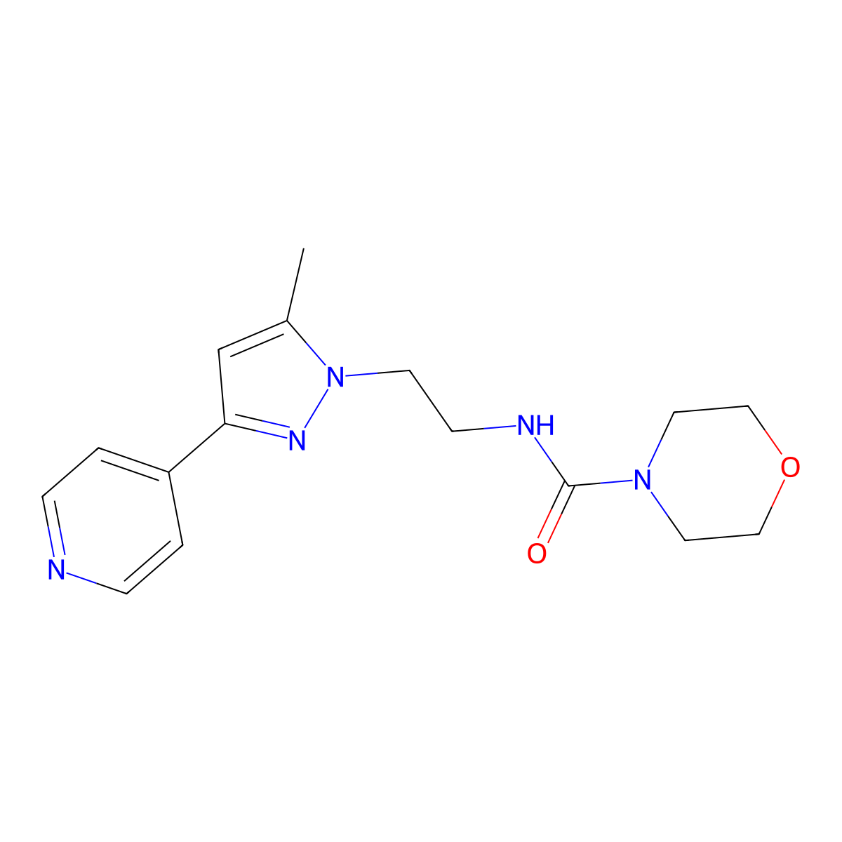 N-{2-[5-methyl-3-(pyridin-4-yl)-1H-pyrazol-1-yl]ethyl}morpholine-4-carboxamide molecular structure, CAS 2034505-69-4