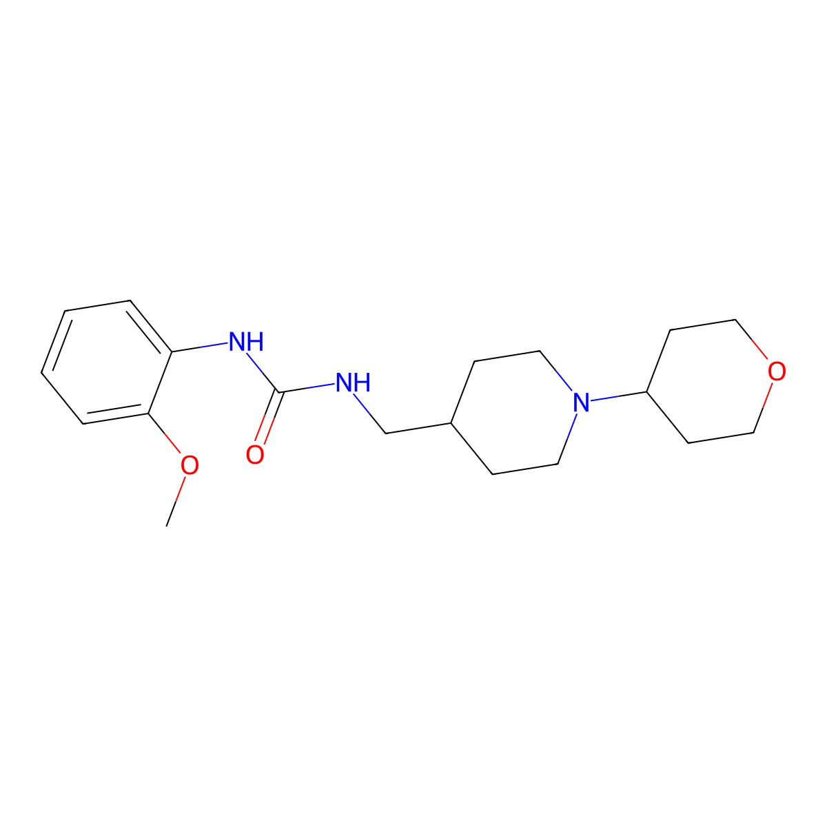 1-(2-methoxyphenyl)-3-((1-(tetrahydro-2H-pyran-4-yl)piperidin-4-yl)methyl)urea molecular structure, CAS 2034505-72-9