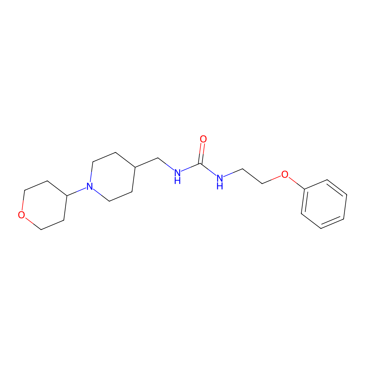 1-(2-phenoxyethyl)-3-((1-(tetrahydro-2H-pyran-4-yl)piperidin-4-yl)methyl)urea molecular structure, CAS 2034505-87-6