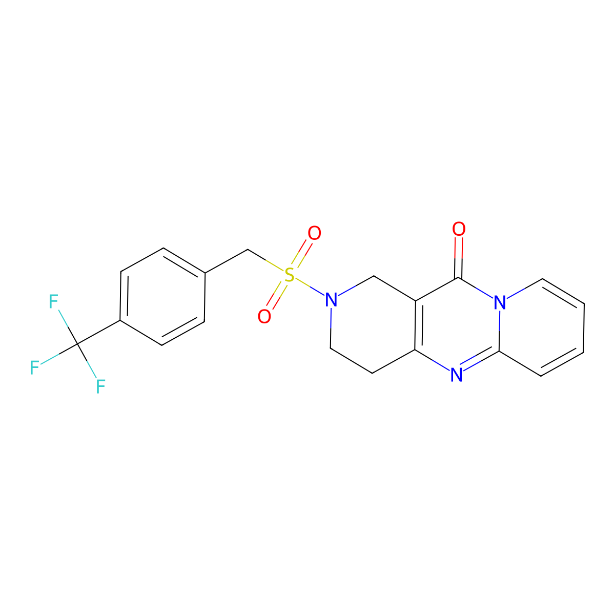 2-((4-(trifluoromethyl)benzyl)sulfonyl)-3,4-dihydro-1H-dipyrido[1,2-a:4',3'-d]pyrimidin-11(2H)-one molecular structure, CAS 2034505-88-7