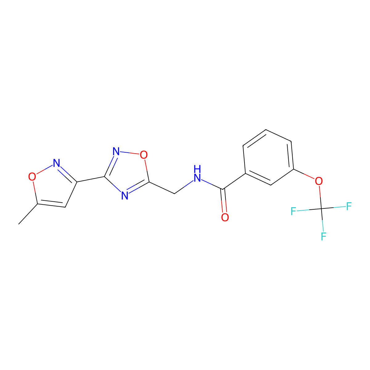 N-((3-(5-methylisoxazol-3-yl)-1,2,4-oxadiazol-5-yl)methyl)-3-(trifluoromethoxy)benzamide molecular structure, CAS 2034505-89-8